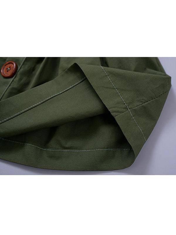 2-Piece Casual Outfit Ruffled White Shirt + Buttoned Green Skirt - dianjiang-