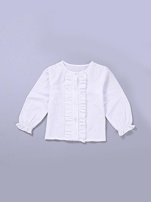 2-Piece Casual Outfit Ruffled White Shirt + Buttoned Green Skirt - dianjiang-
