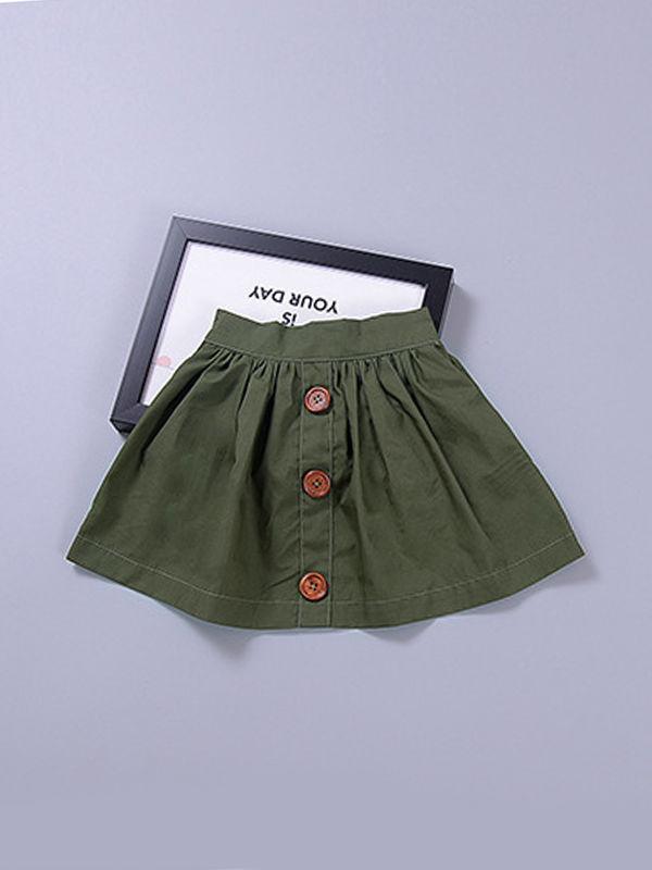 2-Piece Casual Outfit Ruffled White Shirt + Buttoned Green Skirt - dianjiang-