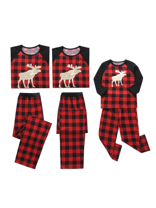 Family Matching 2-Piece Set Christmas Deer Checked Pajamas - dianjiang-