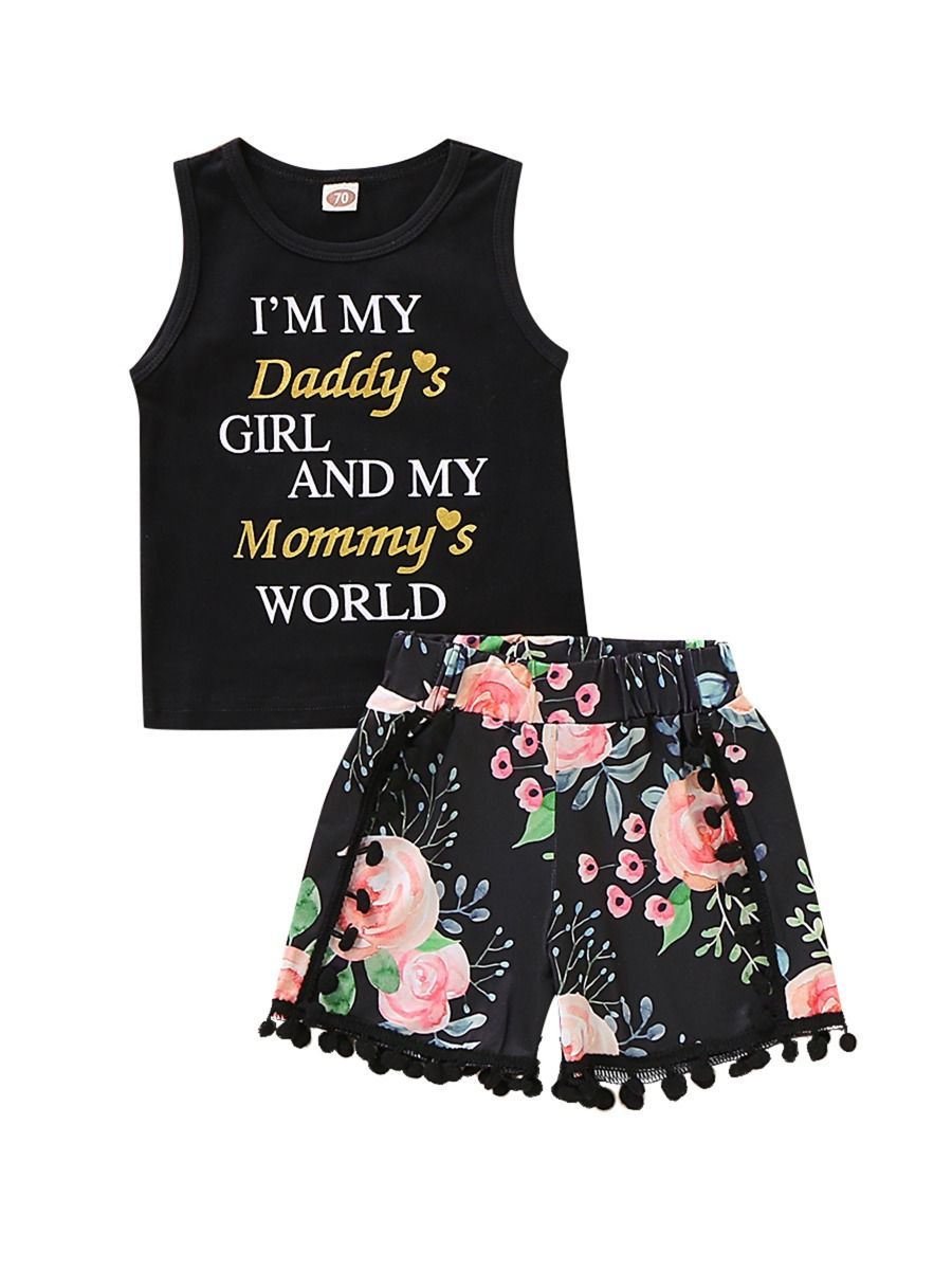 Trendy Baby Toddler Girl Letters Vest + Floral Shorts 2-Piece Clothes Set - dianjiang-