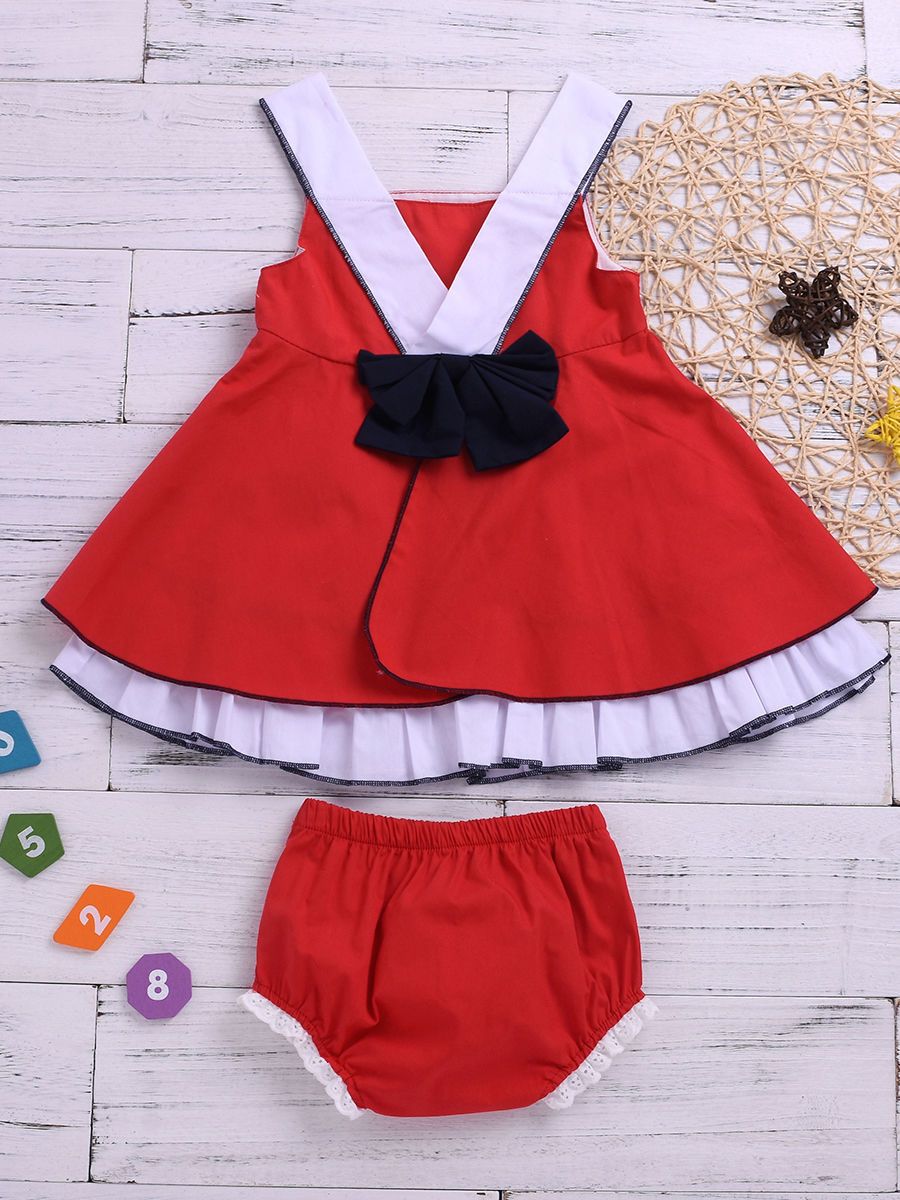 2-Piece Baby Girl Suspender Dress + Lace Bread Pants - dianjiang-