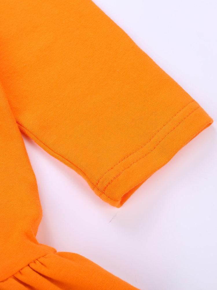 2-Piece Halloween Outfits Pumpkin Color Hem Top Matching Ruffle Pants - dianjiang-