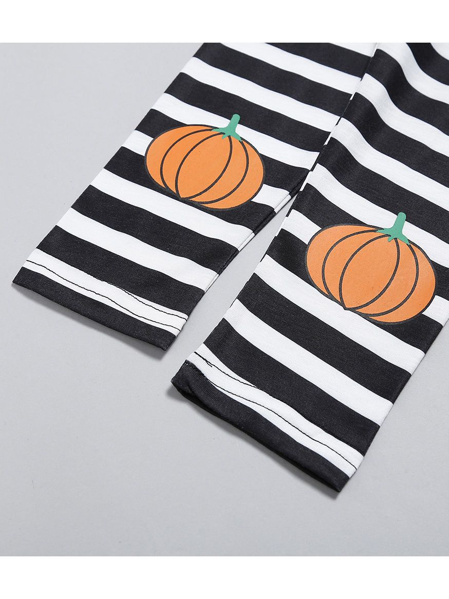 2-Piece Halloween Pumpkin Black T-shirt +Stripe Trousers - dianjiang-