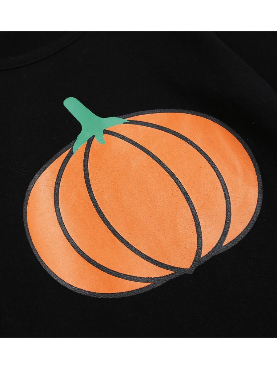 2-Piece Halloween Pumpkin Black T-shirt +Stripe Trousers - dianjiang-