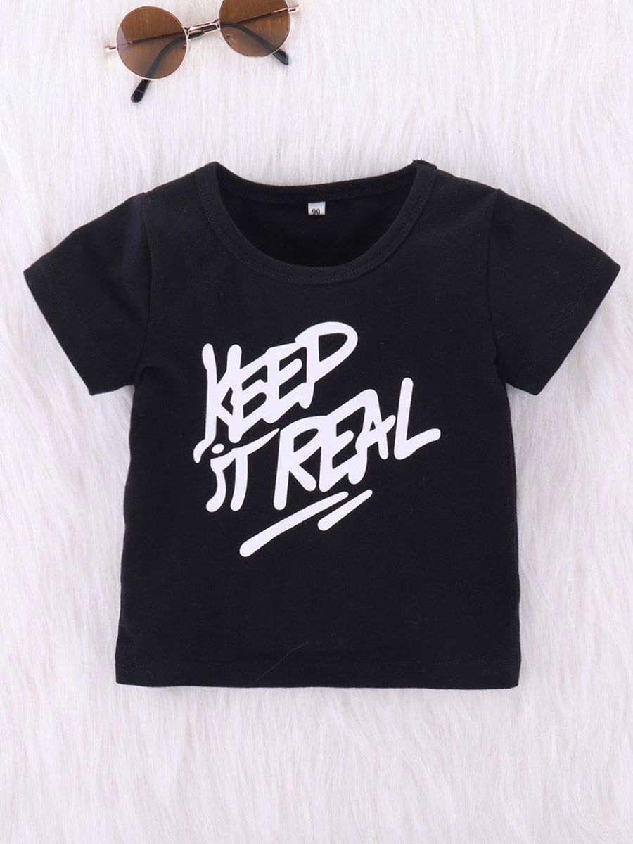 2-Piece Outfit Baby Little Boy KEEP IT REAL Black T-shirt + Camo Trousers - dianjiang-