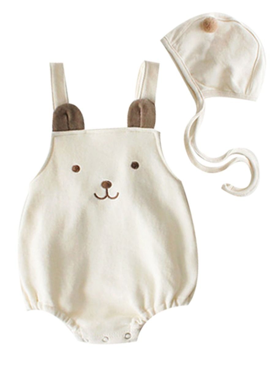 2-Piece Set Cartoon Bear Baby Romper and Pom Hat - dianjiang-