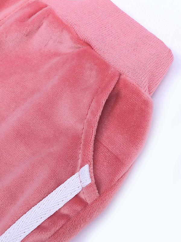 2-Piece Side Striped Solid Color Velvet Clothes Set Hoodie and Trousers - dianjiang-