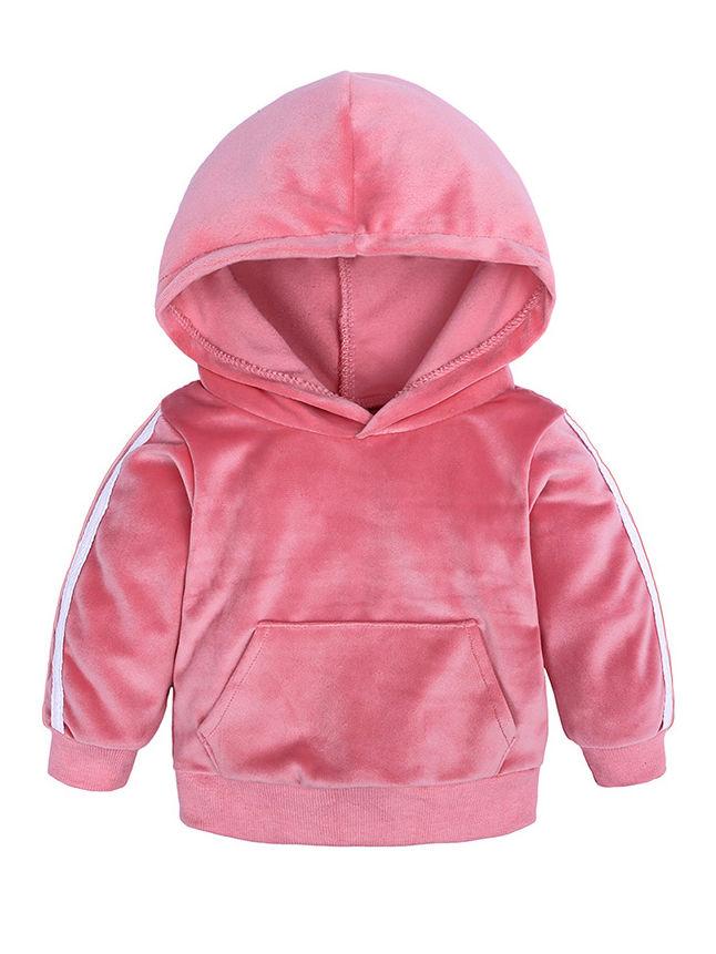2-Piece Side Striped Solid Color Velvet Clothes Set Hoodie and Trousers - dianjiang-