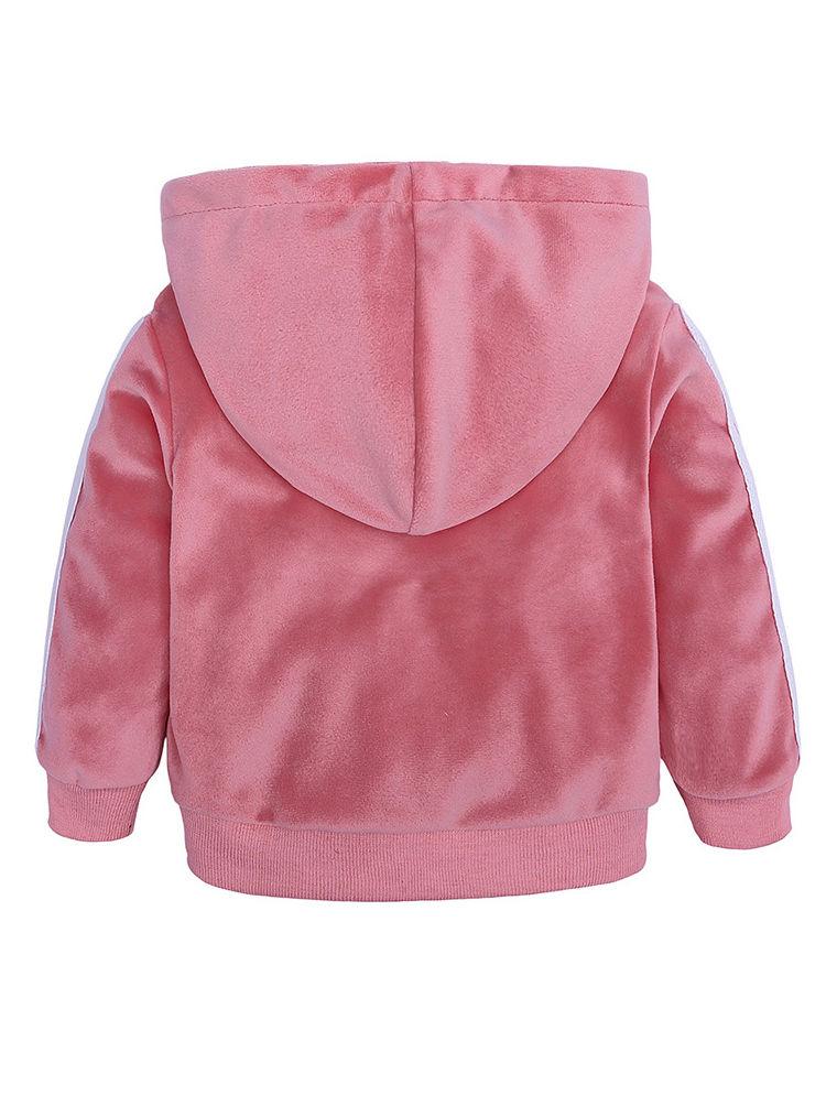 2-Piece Side Striped Solid Color Velvet Clothes Set Hoodie and Trousers - dianjiang-