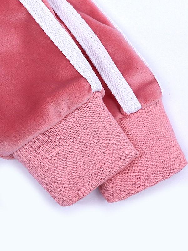 2-Piece Side Striped Solid Color Velvet Clothes Set Hoodie and Trousers - dianjiang-