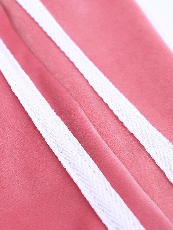 2-Piece Side Striped Solid Color Velvet Clothes Set Hoodie and Trousers - dianjiang-