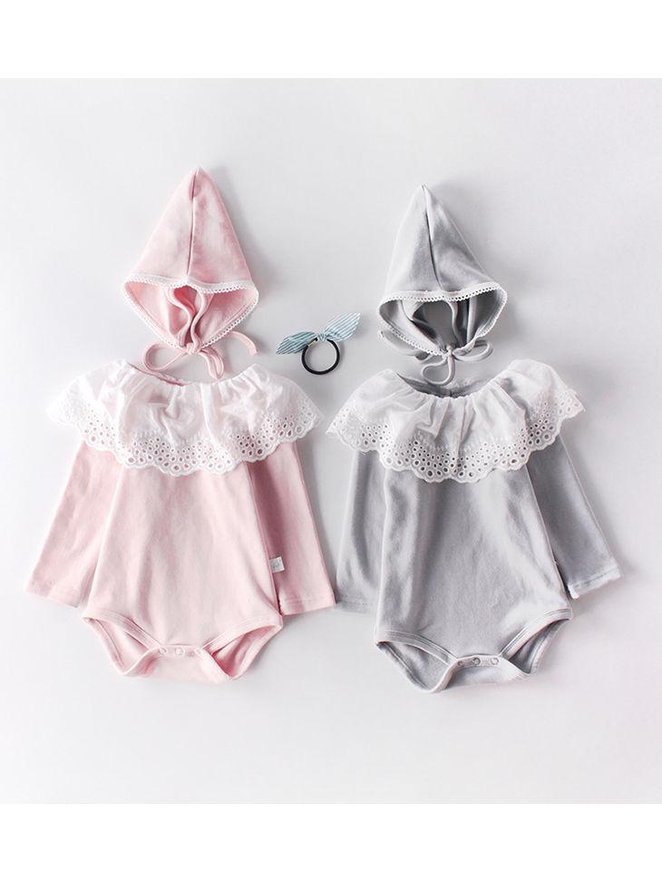 2-Piece Spanish Style Baby Clothes Lace Trim Romper Matching Hat - dianjiang-