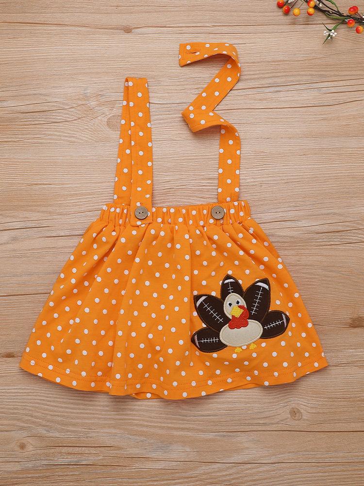 Baby Toddler Girl 2-Piece Thanksgiving Day Ruffled Sleeve Top & Turkey Jumper Skirt Set - dianjiang-