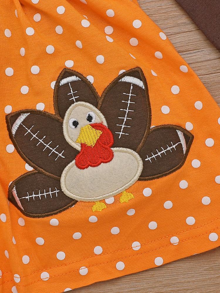 Baby Toddler Girl 2-Piece Thanksgiving Day Ruffled Sleeve Top & Turkey Jumper Skirt Set - dianjiang-