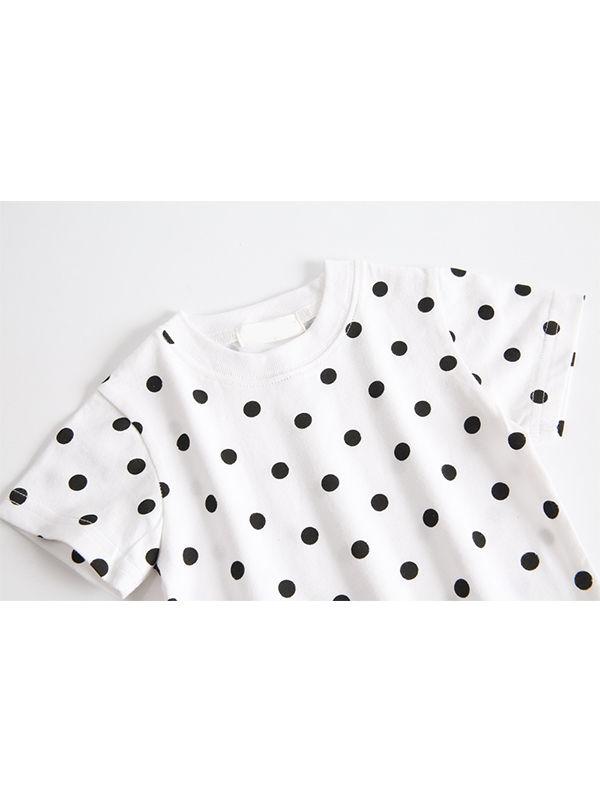 2-piece Baby Suit Dots Print Short-sleeve T-shirt + Yellow Bottom - dianjiang-