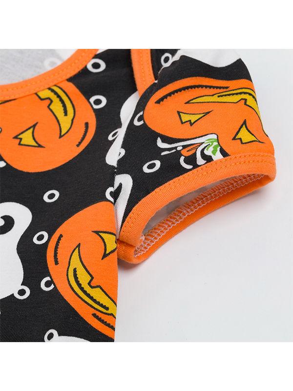 2-piece Halloween Pumpkin Elf Bodysuit Dress+Headband - dianjiang-