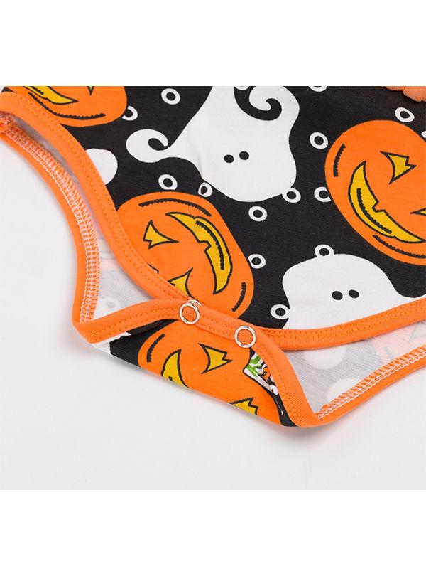 2-piece Halloween Pumpkin Elf Bodysuit Dress+Headband - dianjiang-