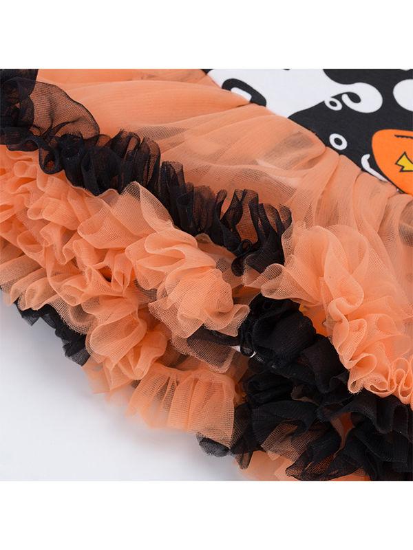 2-piece Halloween Pumpkin Elf Bodysuit Dress+Headband - dianjiang-