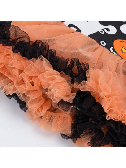 2-piece Halloween Pumpkin Elf Bodysuit Dress+Headband - dianjiang-