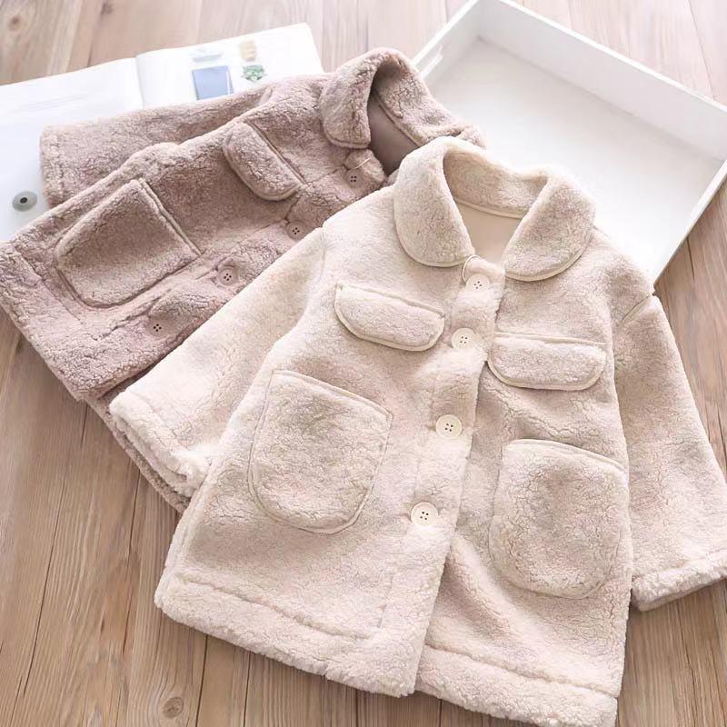 Winter Trendy Little Girl Solid Color Berber Fleece Jacket - dianjiang-