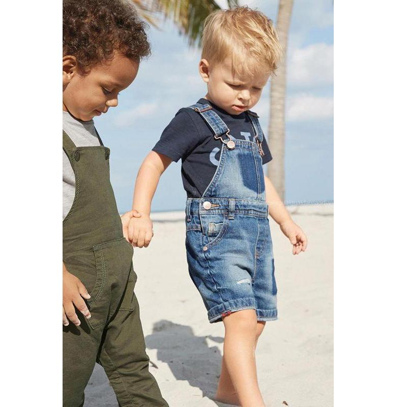 Baby Boy 2-Piece Summer Outfits Deepblue Top+Denim Short Bib Overalls - dianjiang-