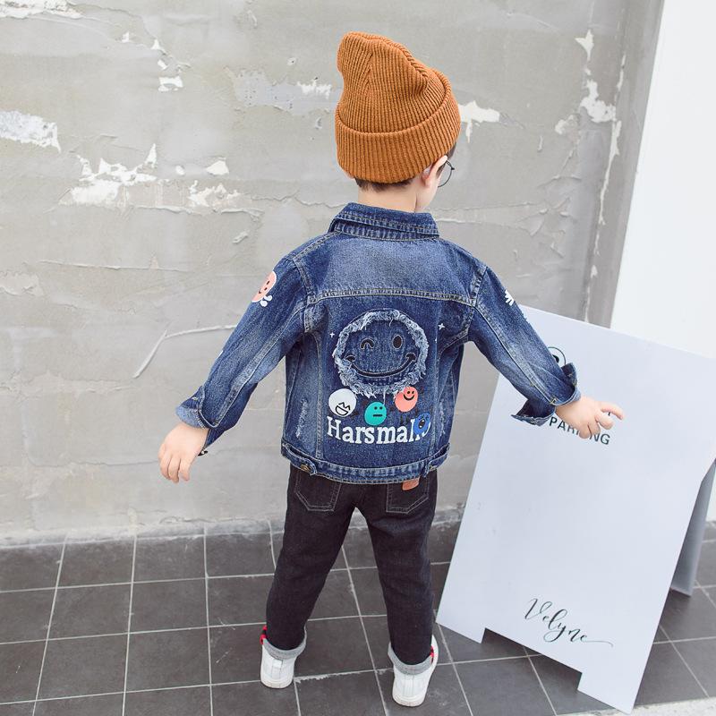 Fashion Coat Big Smile Pattern Denim Jacket Kids Big Boys Jeans Jacket - dianjiang-