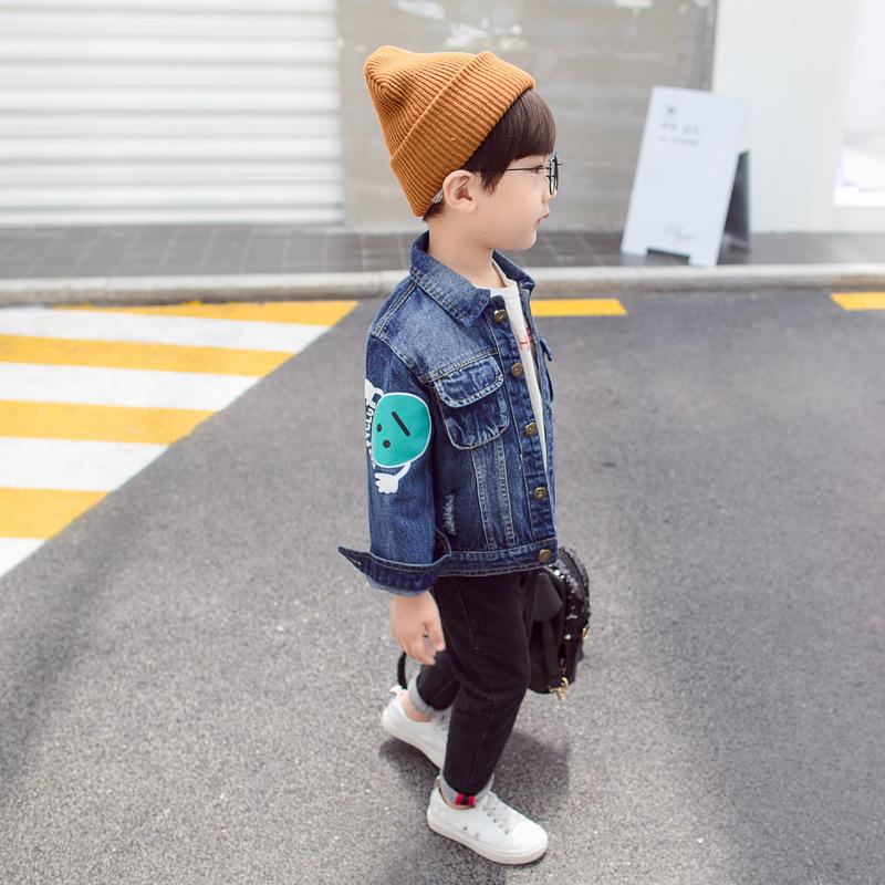 Fashion Coat Big Smile Pattern Denim Jacket Kids Big Boys Jeans Jacket - dianjiang-