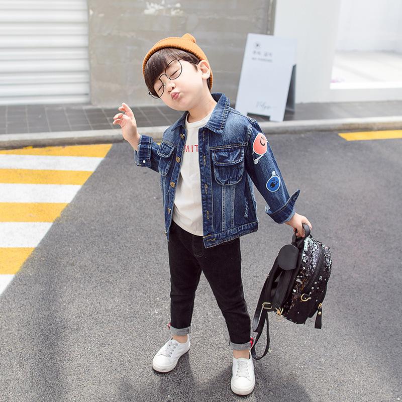 Fashion Coat Big Smile Pattern Denim Jacket Kids Big Boys Jeans Jacket - dianjiang-