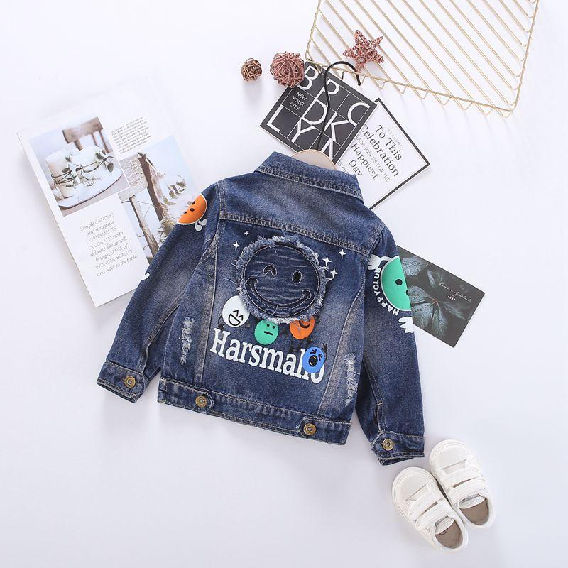 Fashion Coat Big Smile Pattern Denim Jacket Kids Big Boys Jeans Jacket - dianjiang-