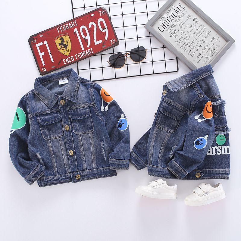 Fashion Coat Big Smile Pattern Denim Jacket Kids Big Boys Jeans Jacket - dianjiang-