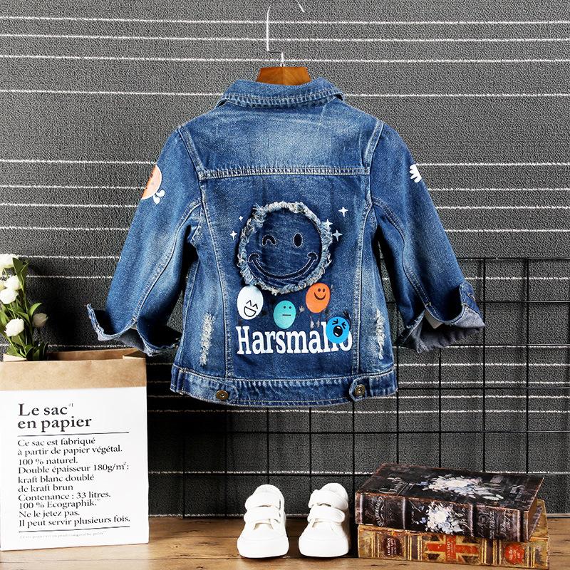 Fashion Coat Big Smile Pattern Denim Jacket Kids Big Boys Jeans Jacket - dianjiang-