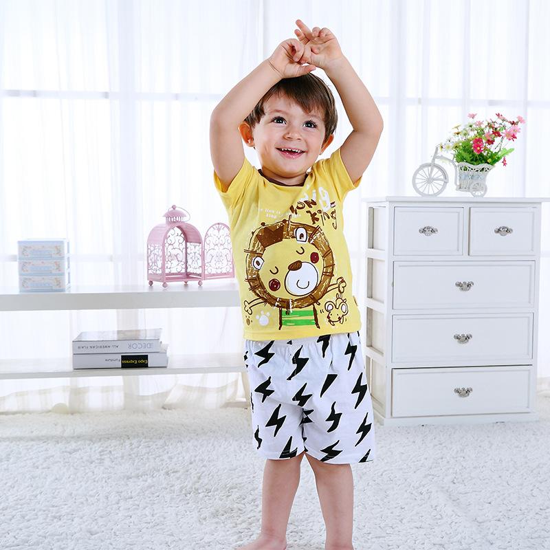 2-Piece Outfit Cartoon Lion Home Wear T-shirt Matching Shorts Summer - dianjiang-