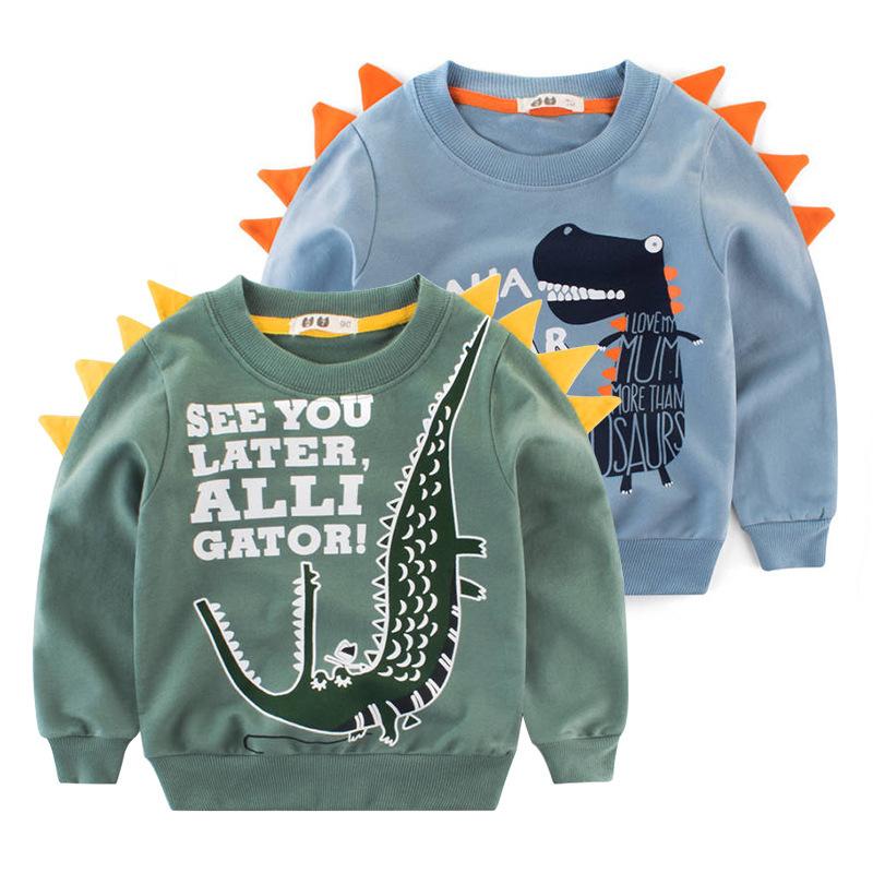 Little Dinosaur Design Jumper Pullover Long Sleeve Crew Neck Top Kids Unisex Casual Indoor Clothes - dianjiang-