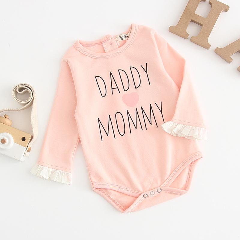 DADDY MOMMY Letters Print Ruffle-cuff Romper Bodysuit Spanish Style Baby Clothes - dianjiang-