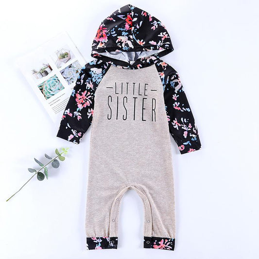 Fall Little Sister Floral Hooded Overall - dianjiang-