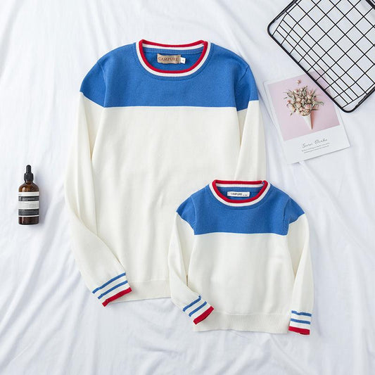 Autumn Mommy and Me Color Blocking Crochet Sweater - dianjiang-