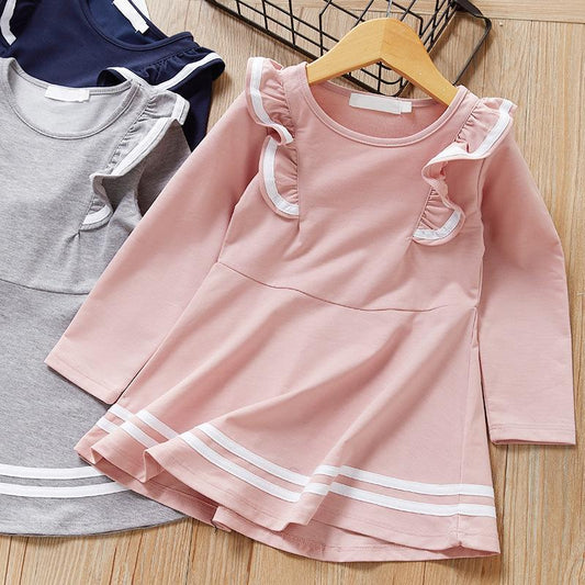 Fall School Girl Ruffled Sleeve Dress - dianjiang-