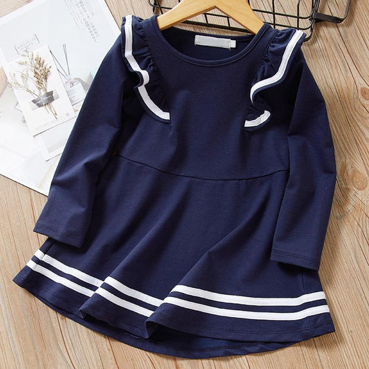 Fall School Girl Ruffled Sleeve Dress - dianjiang-