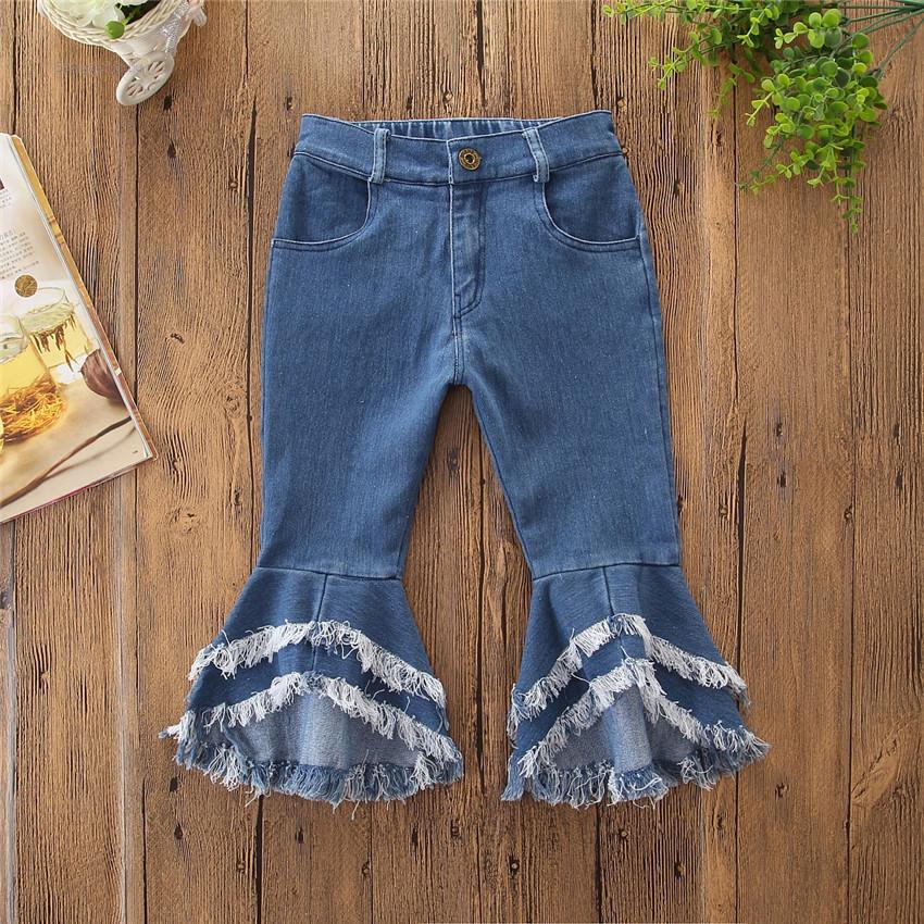 Fashion Toddler Girl Fringed-hem Jeans Bell-bottoms - dianjiang-