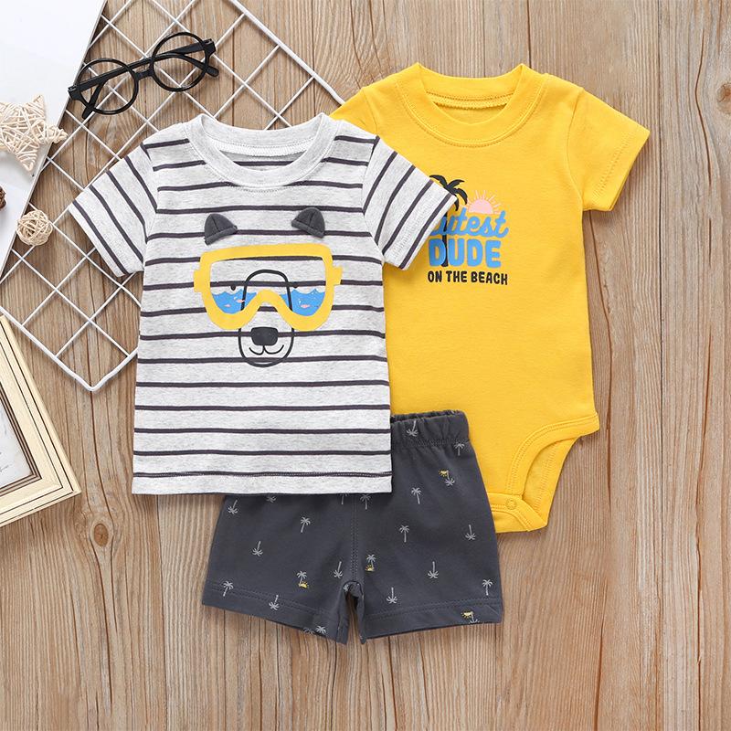 Summer Infant Clothes Outfit 3-PACK T-shirt+Bodysuit+Shorts - dianjiang-