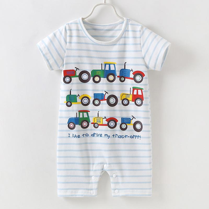 Cute Baby Boys Onesie Cartoon Tractor Short-sleeved Bodysuit - dianjiang-