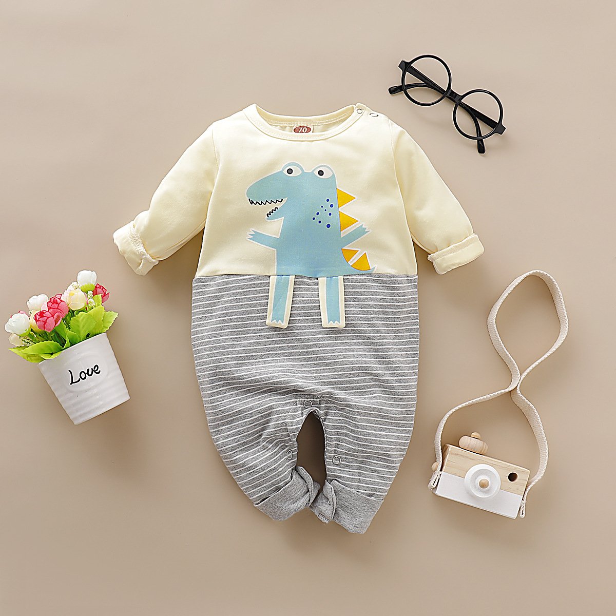 Long Sleeve Cute Dinosaur Jumpsuit - dianjiang-