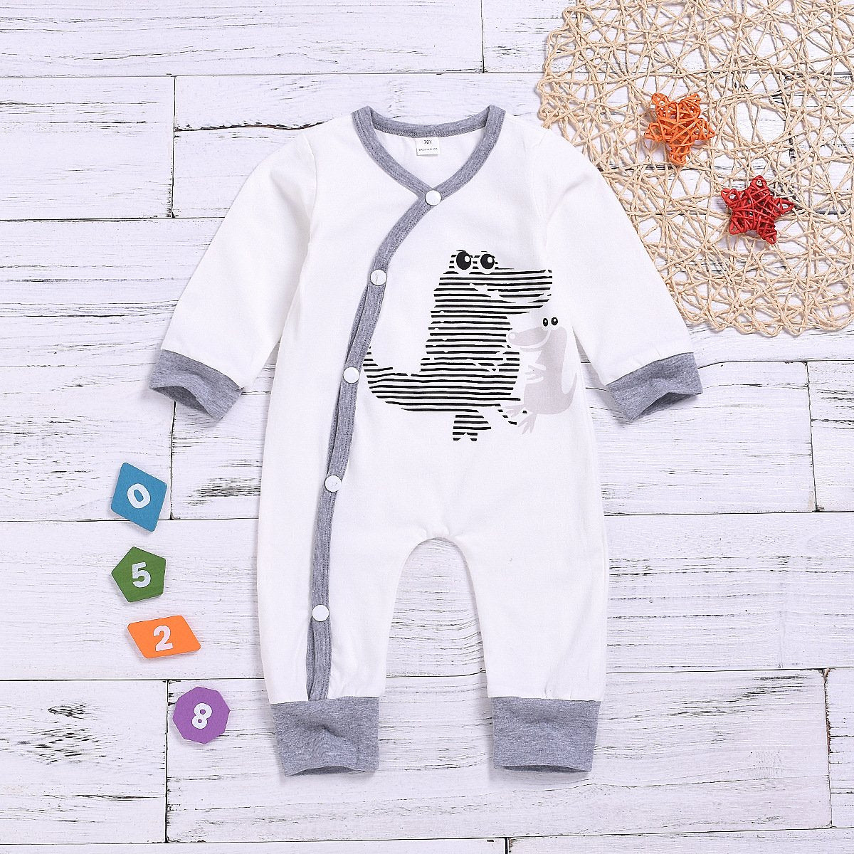 Buttoned Dinosaur Baby Sleepsuit Cartoon Overalls for Spring - dianjiang-