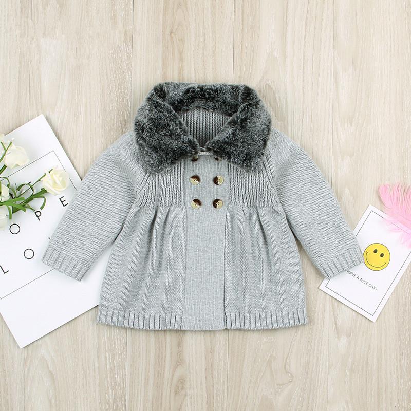 Winter Infant Baby Fur Collar Knitted Coat - dianjiang-