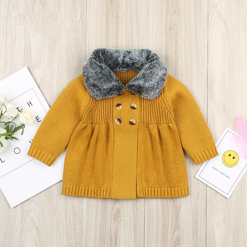 Winter Infant Baby Fur Collar Knitted Coat - dianjiang-