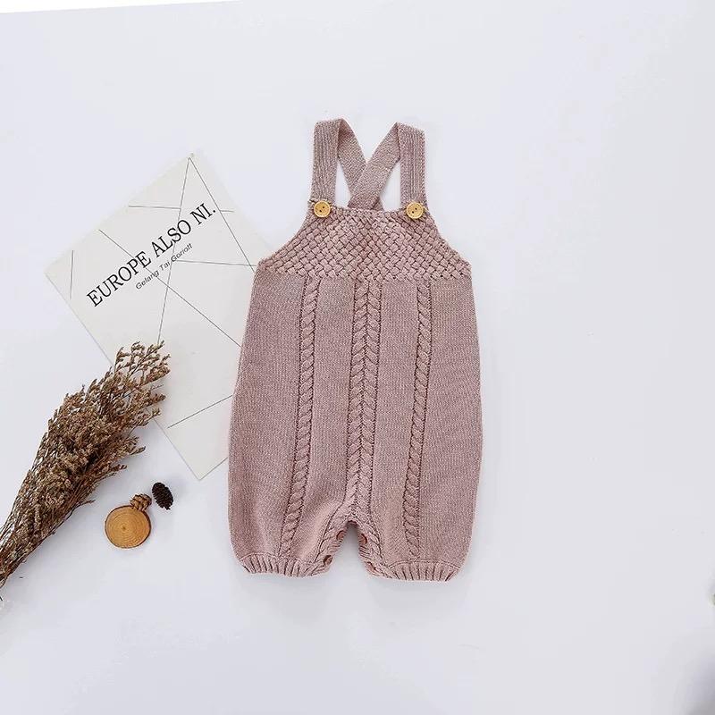 Crochet Baby Rompers Cotton Suspender Knitted Infant Bodysuit Overall Autumn - dianjiang-