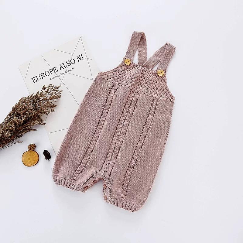 Crochet Baby Rompers Cotton Suspender Knitted Infant Bodysuit Overall Autumn - dianjiang-