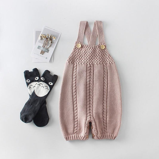 Crochet Baby Rompers Cotton Suspender Knitted Infant Bodysuit Overall Autumn - dianjiang-