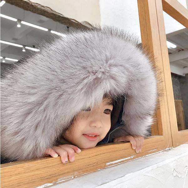 2 Colors Fashion Baby Toddler  Winter Fur Denim Jacket Pink and Gray - dianjiang-